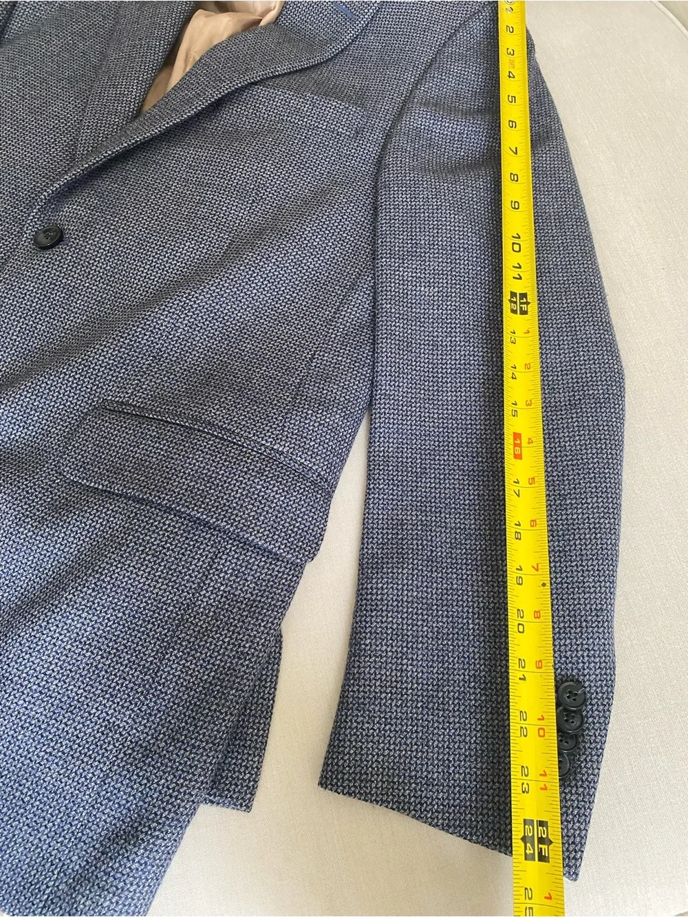 PETER MILLAR Blue Micro-Check Wool Silk Sport Coat Blazer Jacket Mens 38R